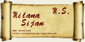 Milana Šijan vizit kartica